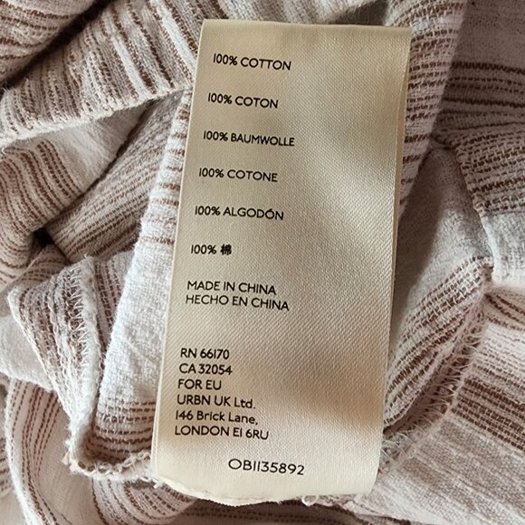 Free People Womens Medium Dress Midi Tunic V-Neck Striped Ivory Boho Hippie - Picture 13 of 14